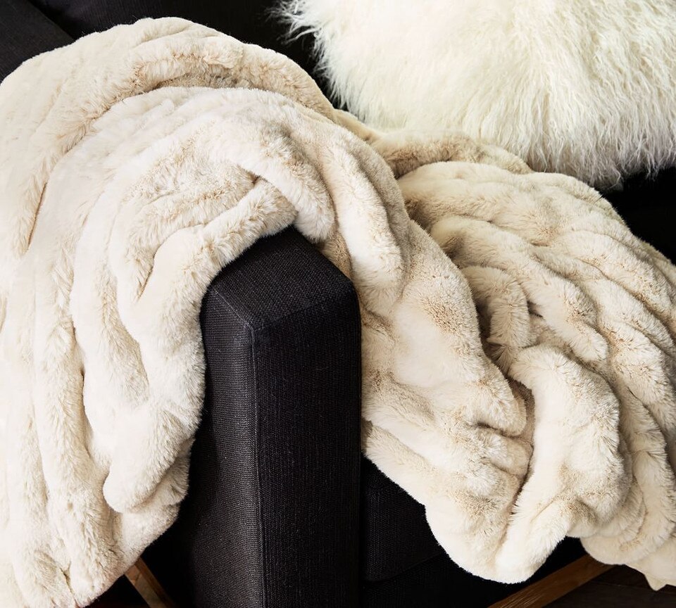 Faux Fur Ruched Throws Pottery Barn Australia